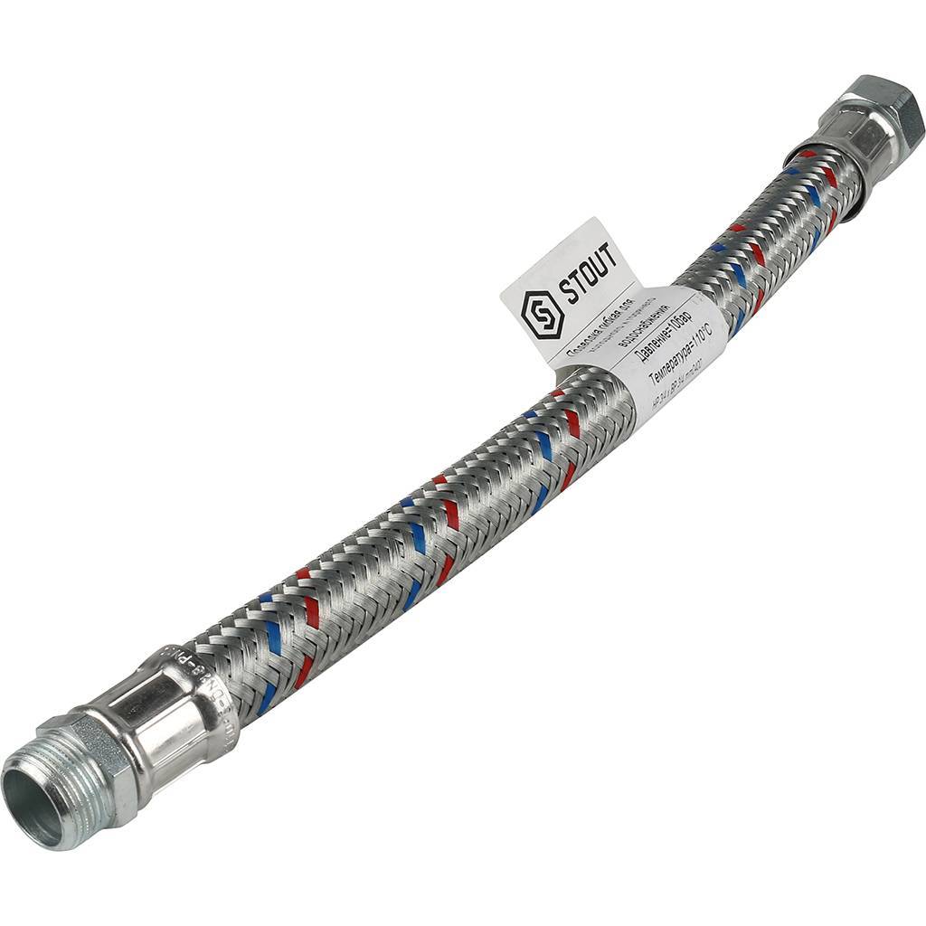 Гибкая подводка для воды STOUT НР 3/4 х ВР 3/4, длина 400 мм, SHF-0204-182020