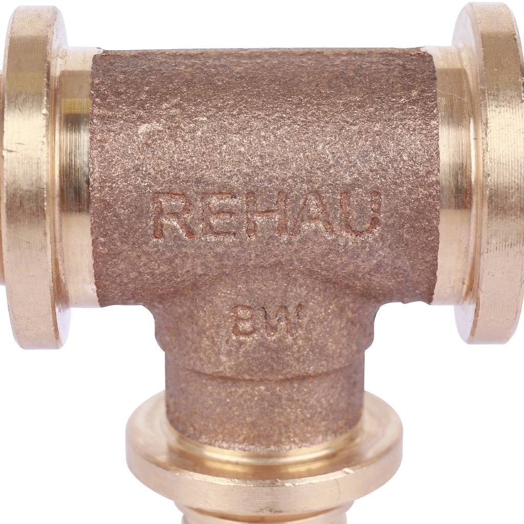 Тройник РЕХАУ RAUTITAN PLATINUM с уменьшенным боковым проходом 20-16-20 RX для труб из сшитого полиэтилена аксиальный, 13777301001