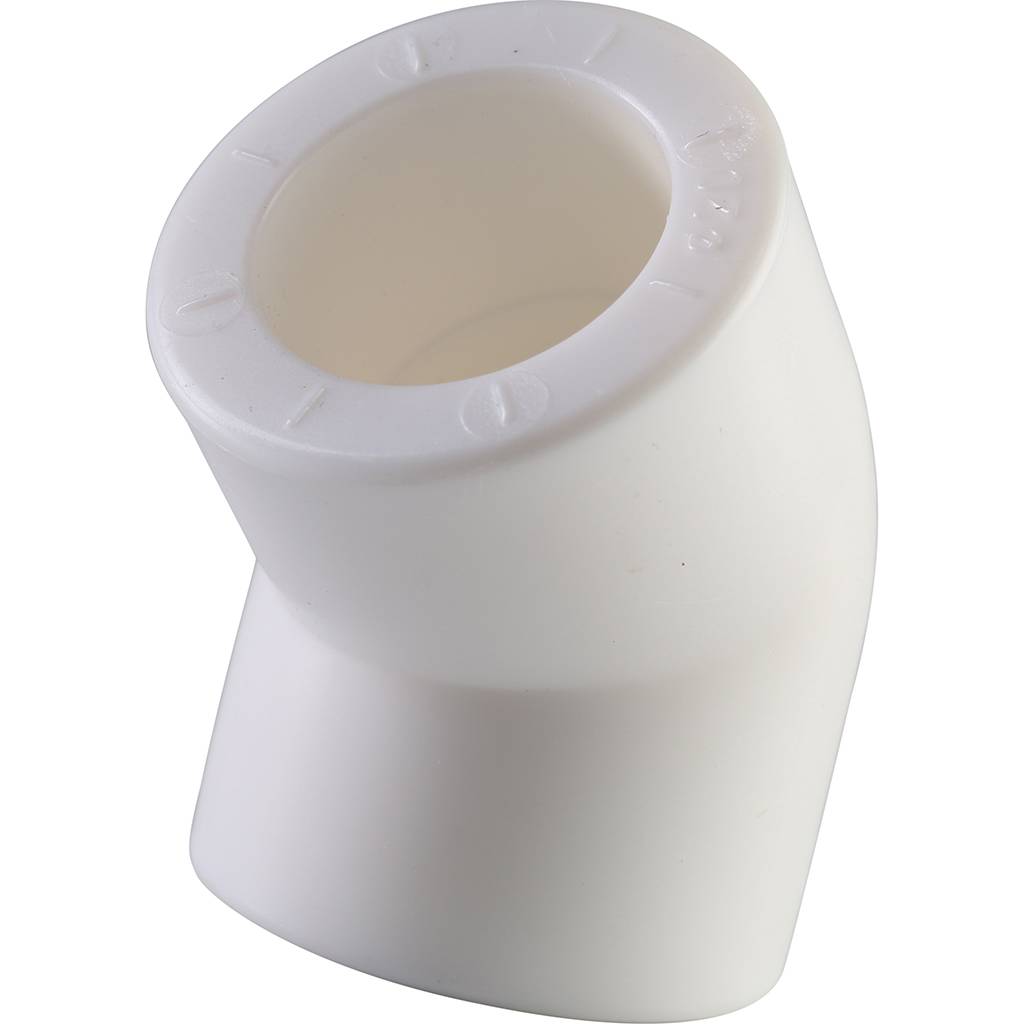 Угольник Политэк d=20 45* для полипропиленовых труб под сварку (цвет белый), 9400002045