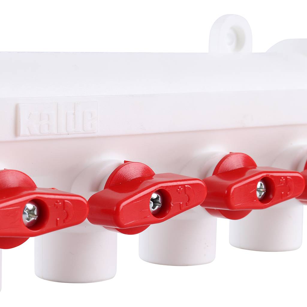 Коллектор с воздухоотводчиком и запорными кранами Kalde (6 выходов)