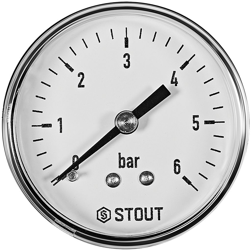 Манометр аксиальный STOUT корпус Dn 50 мм 1/4 , 0...6 бар, кл.2.5