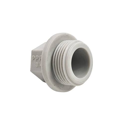 Заглушка резьбовая PPR  3/4, PN25 серый, РТП