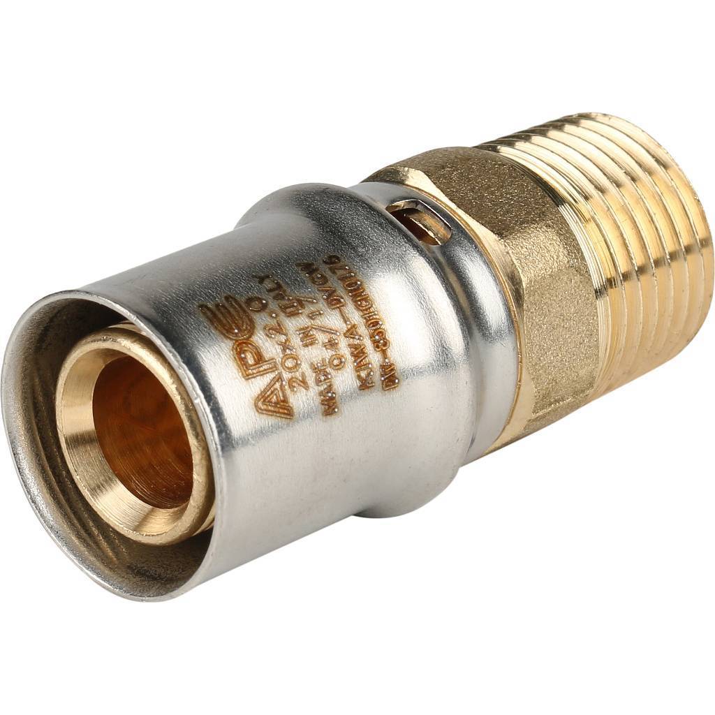 Переходник STOUT с наружной резьбой 1/2 х20 для металлопластиковых труб прессовой, SFP-0001-001220