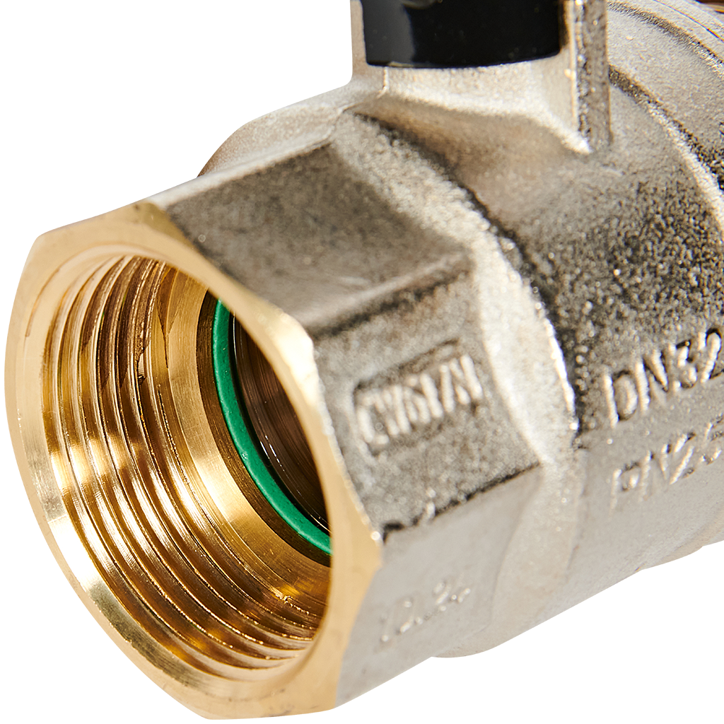 Кран шаровой BUGATTI Oregon с полусгоном (ручка-рычаг алюминий) внут-наруж резьба 1 1/4