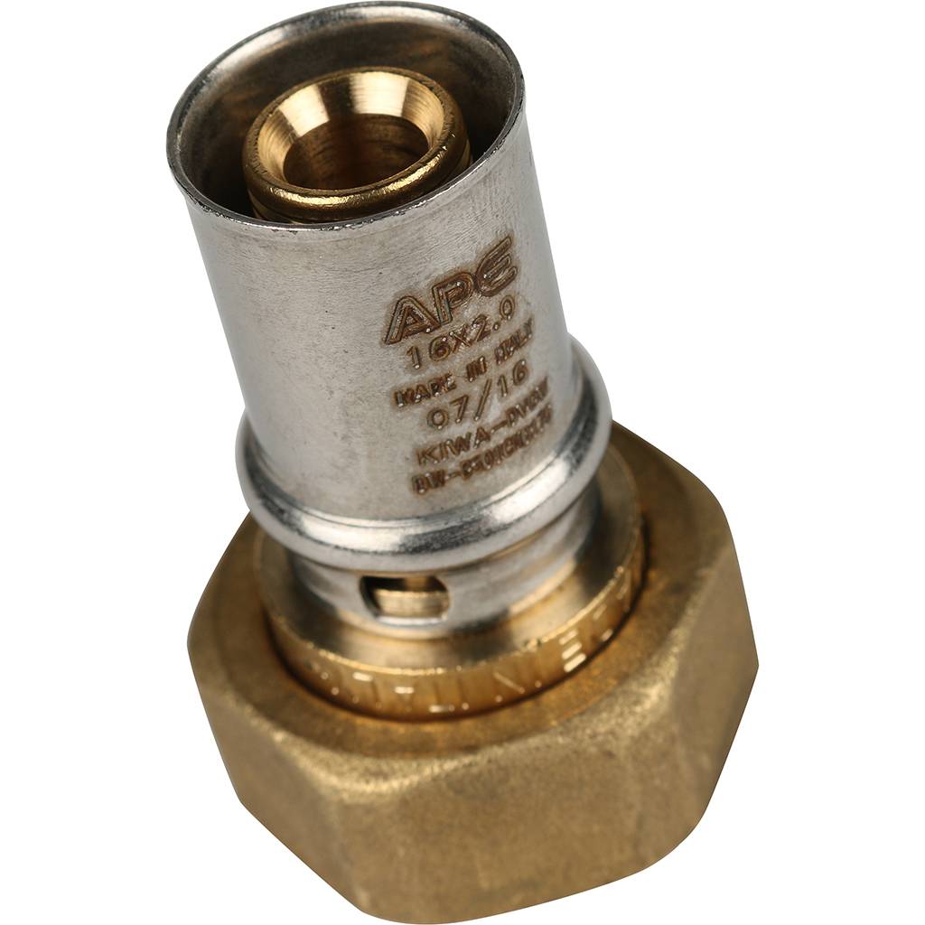 Переходник STOUT с накидной гайкой 3/4 х16 для металлопластиковых труб прессовой, SFP-0016-003416