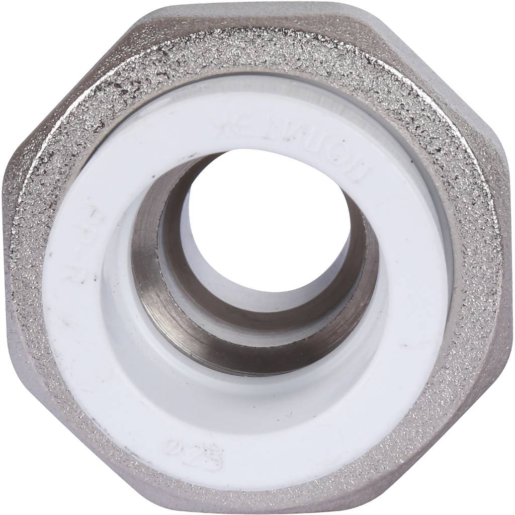 Муфта разъемная с наружной резьбой Политэк 25х1/2 для полипропиленовых труб под сварку (цвет белый), 9800002512