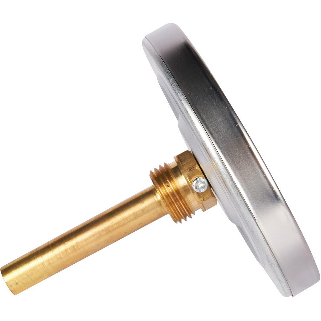 Термометр биметаллический ROMMER 100 мм 120 градусов с погружной гильзой 75 мм 1/2