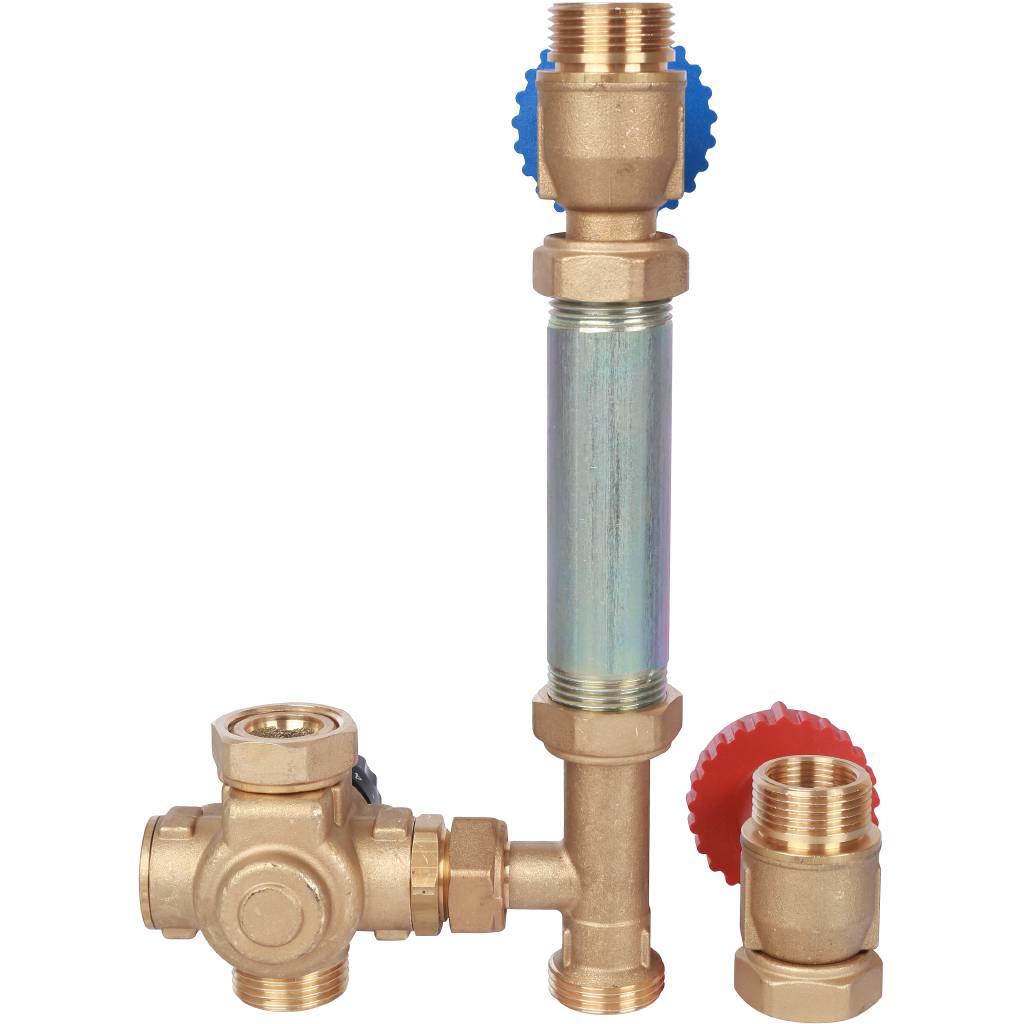 Насосная группа STOUT SDG-0002 с термостатическим смесительным клапаном 3/4 без насоса, SDG-0002-002001