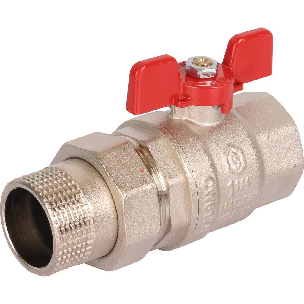 Кран шаровой STOUT полнопроходной с американкой , ВР/НР, ручка бабочка 1 1/4 (EPDM), SVB-1007-000032