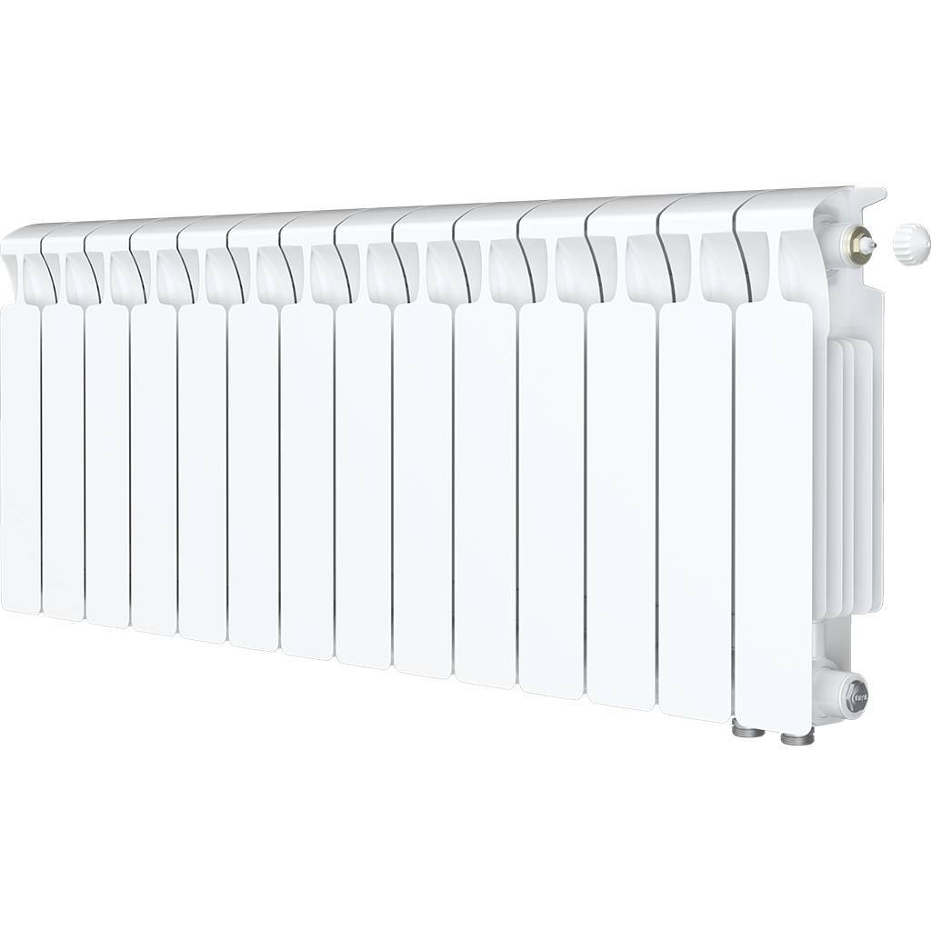 Радиатор биметаллический RIFAR MONOLIT VENTIL 350 MVR 14 секций нижнее правое подключение (белый RAL 9016), 3RM35.VR-14