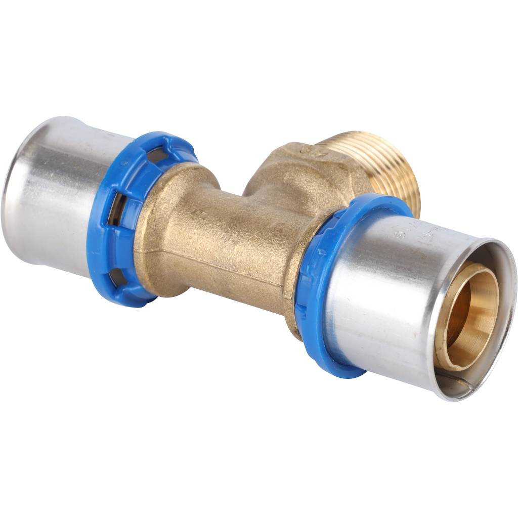 Тройник-переходник APE с наружной резьбой 26х3/4 х26 для металлопластиковых труб прессовой, ARL2004303