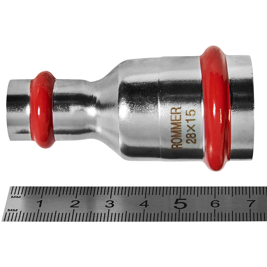 Муфта ROMMER переходная, 28х15, из нержавеющей стали прессовой