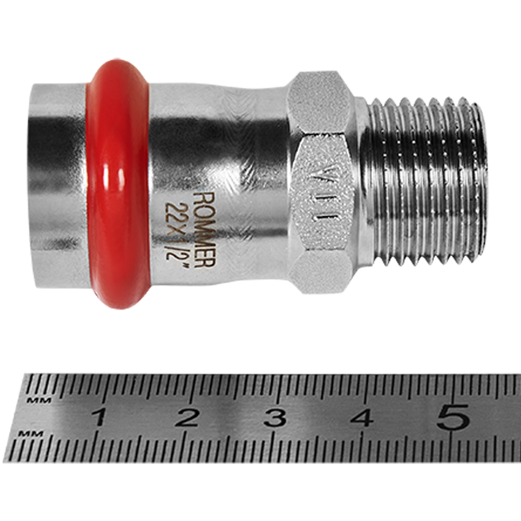 Переходник-НР ROMMER 22х1/2 из нержавеющей стали прессовой