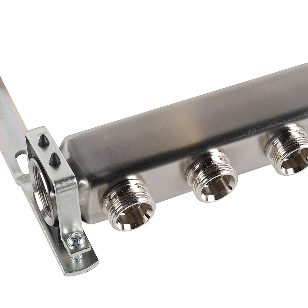 Коллектор из нержавеющей стали ROMMER для радиаторной разводки 9 выходов, RMS-4401-000009