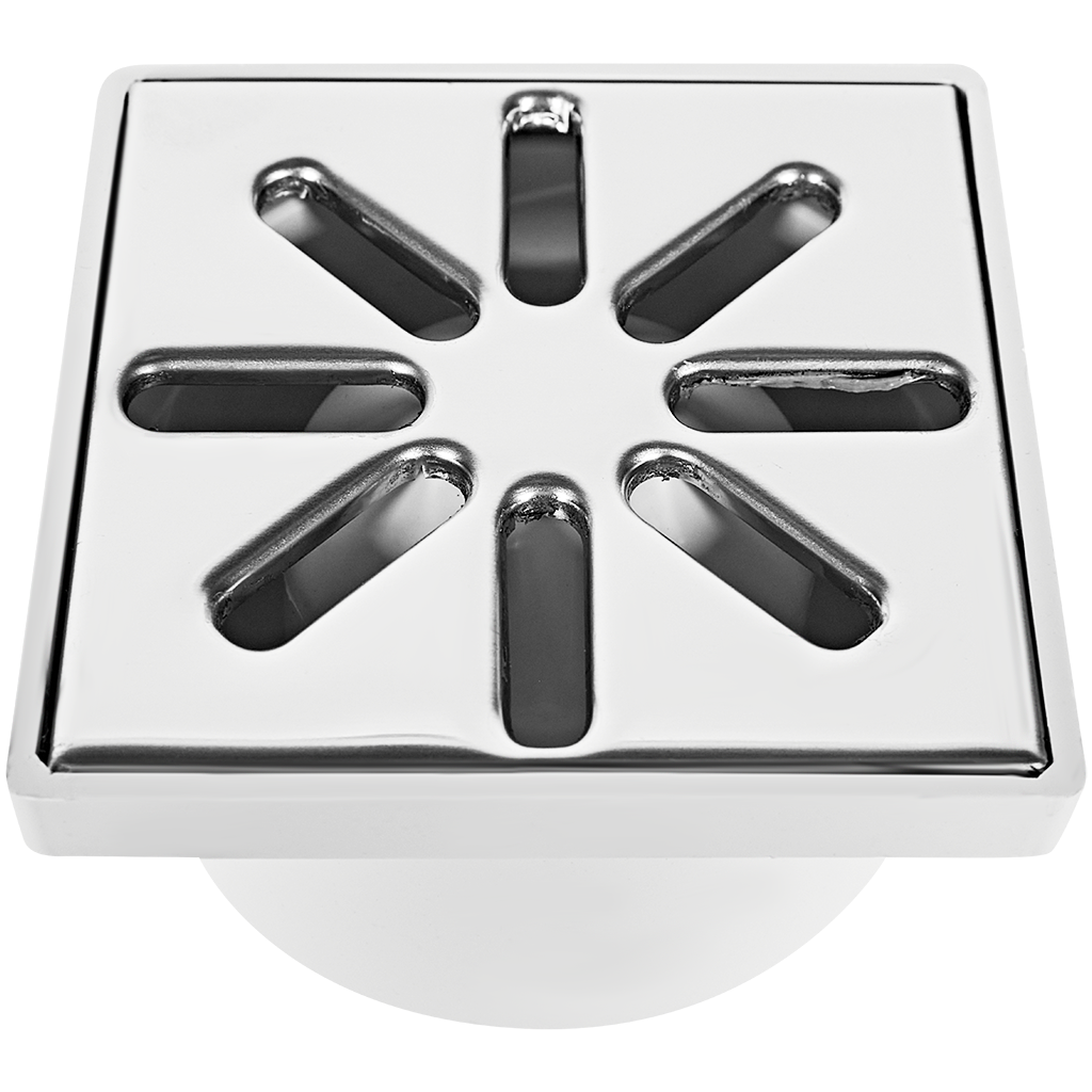 Трап нерегулируемый, прямой Sinikon металлическая решетка 100*100 (Белый) D 50