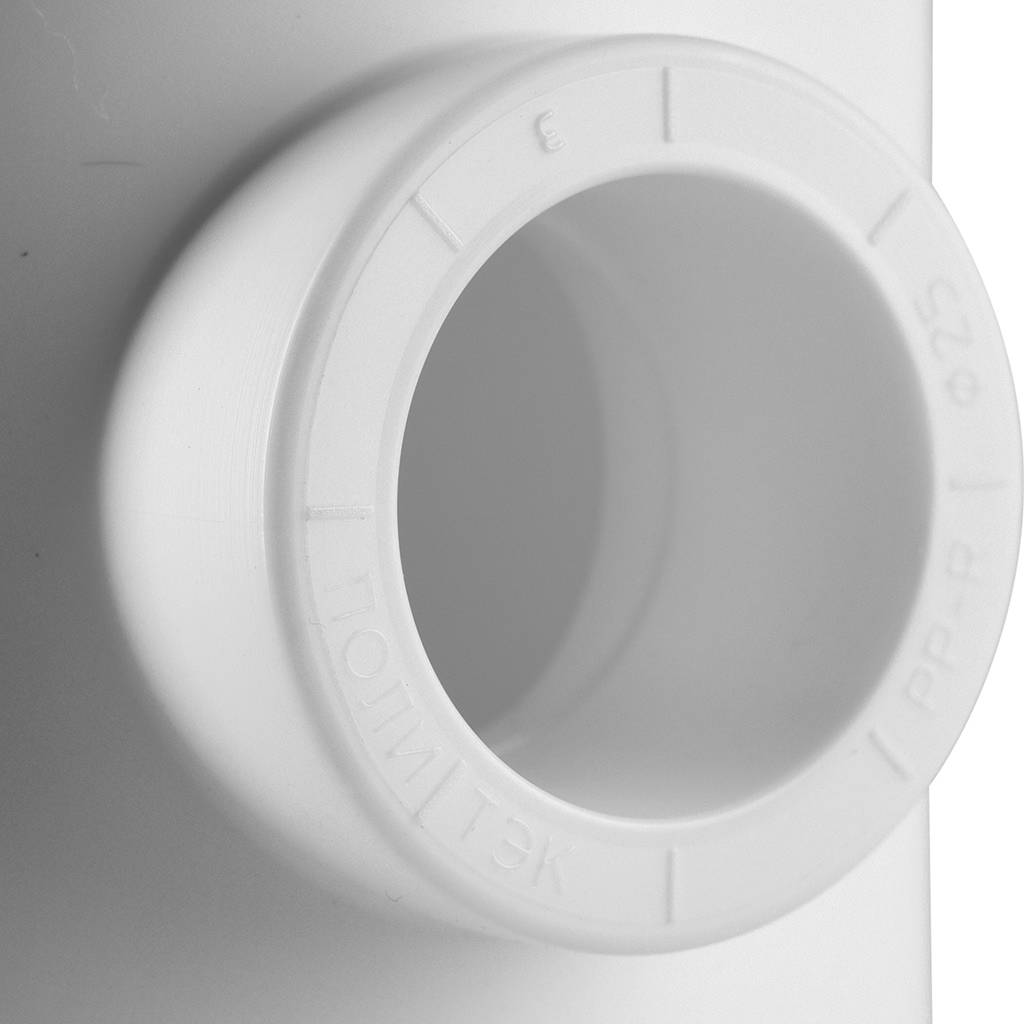 Тройник переходной Политэк 63х25х63 для полипропиленовых труб под сварку (цвет белый), 9300632563