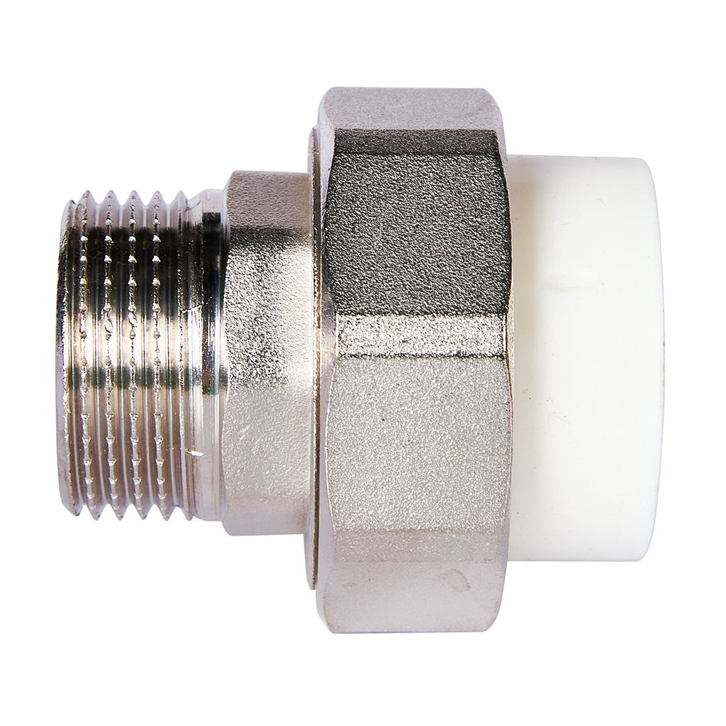Муфта комбинированная Pro Aqua d=32-1 PP-R разъемная (американка) УСИЛЕННАЯ НР Белая