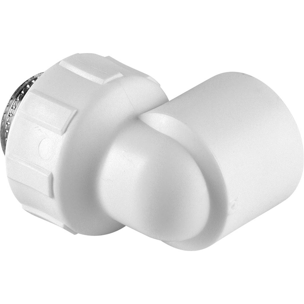 Угольник Политэк 32x1 с наружной резьбой для полипропиленовых труб под сварку (цвет белый), 9410003201