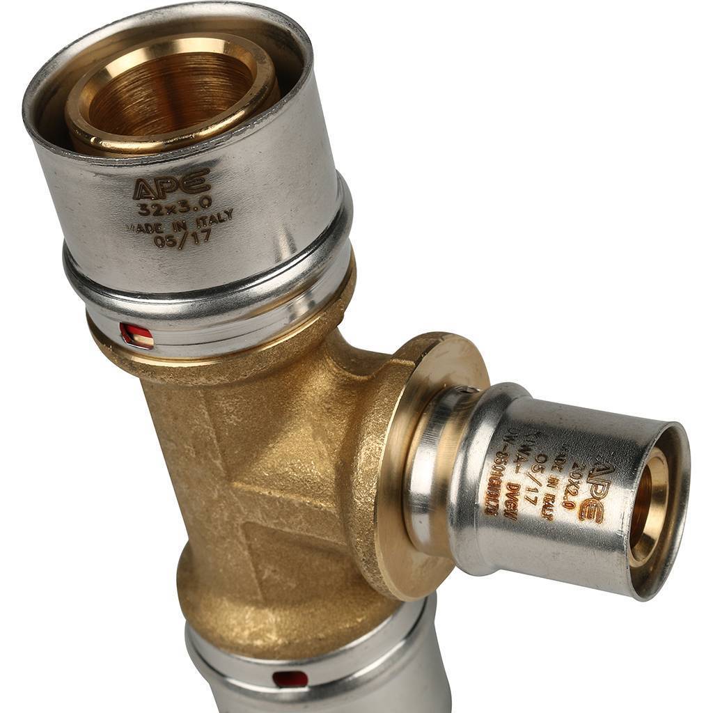 Тройник переходной STOUT 32х20х32 для металлопластиковых труб прессовой, SFP-0005-322032