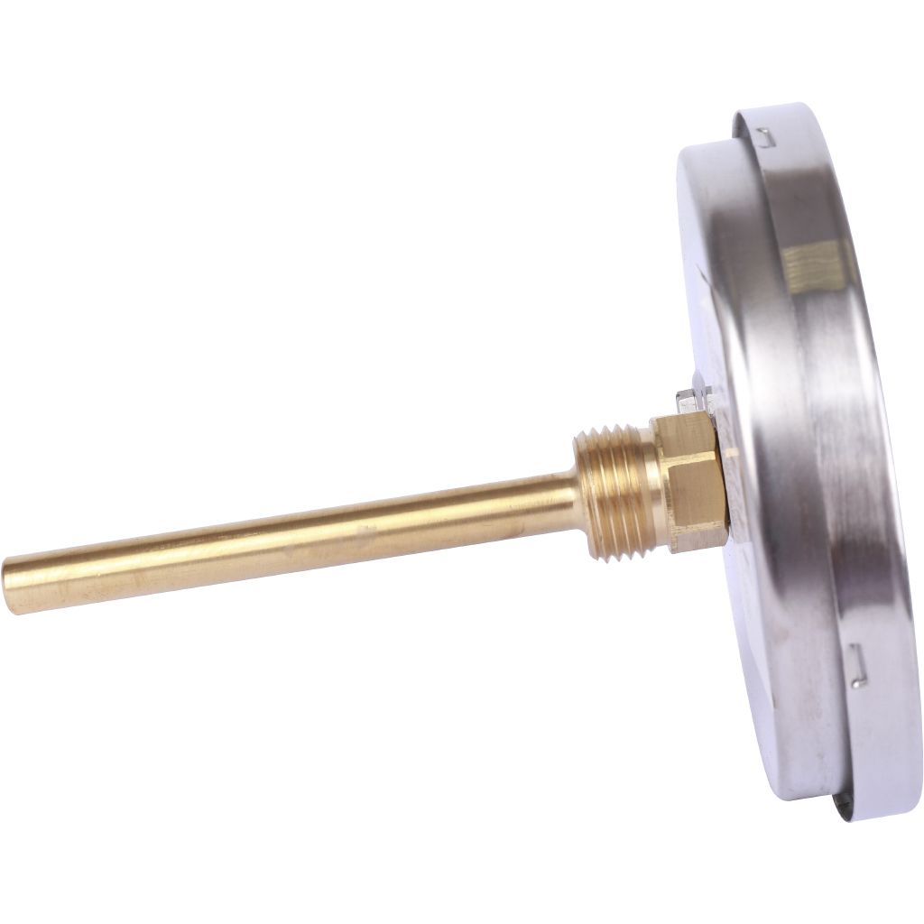 Термометр биметаллический РОСМА 100 мм c защитной гильзой 120 градусов 1/2 осевой шток 100х6 мм БТ-51.211