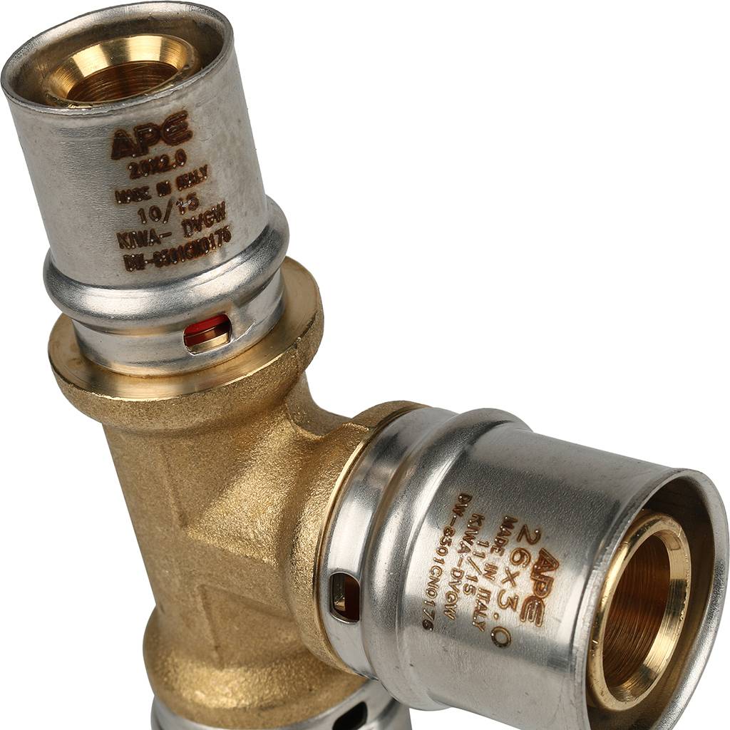 Тройник переходной STOUT 26х26х20 для металлопластиковых труб прессовой, SFP-0005-262620