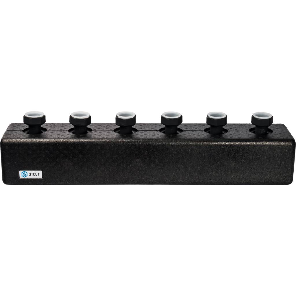 Стальной распределительный коллектор STOUT SDG-0016 3 отопительных контура, в теплоизоляции DN 25