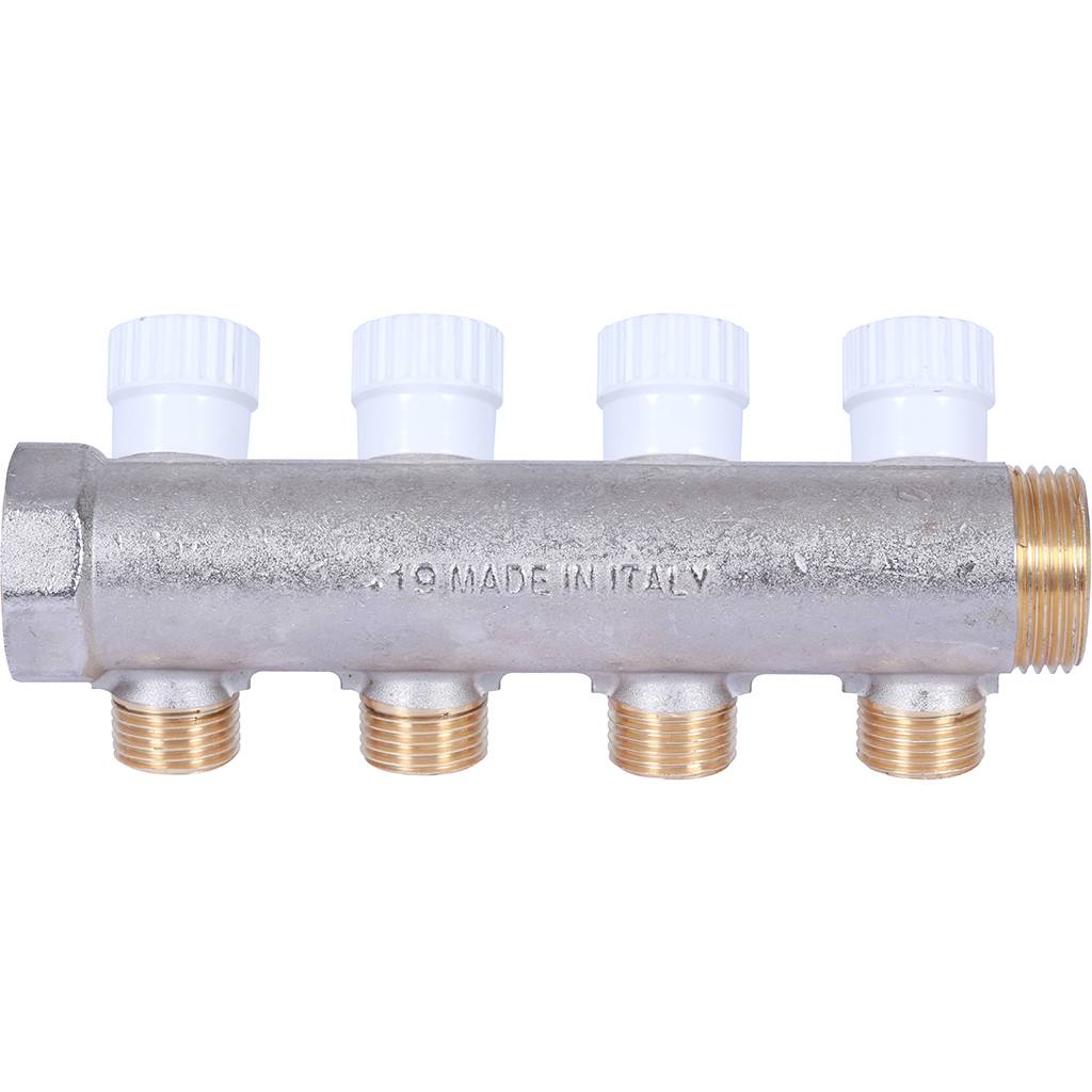 Коллектор распределительный STOUT 1, 4 отвода 1/2  плоское уплотнение