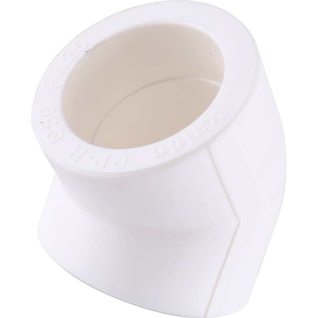 Угольник 45* Kalde d=50 для полипропиленовых труб под сварку (цвет белый), 3212-elb-500045