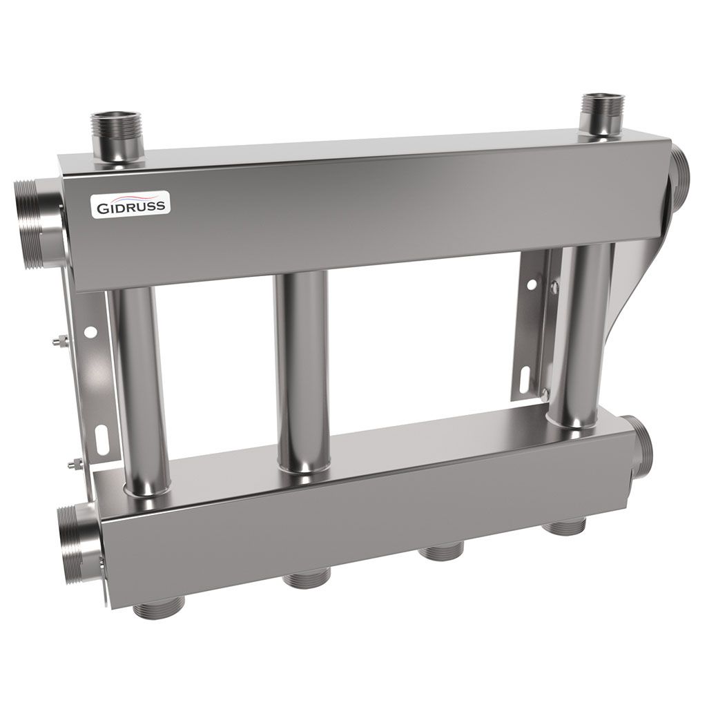Модульный коллектор GIDRUSS MKSS-250-2x32 (до 250 кВт, 2 магистр. подкл. G 2, 2 контура G 1 вверх или вниз)