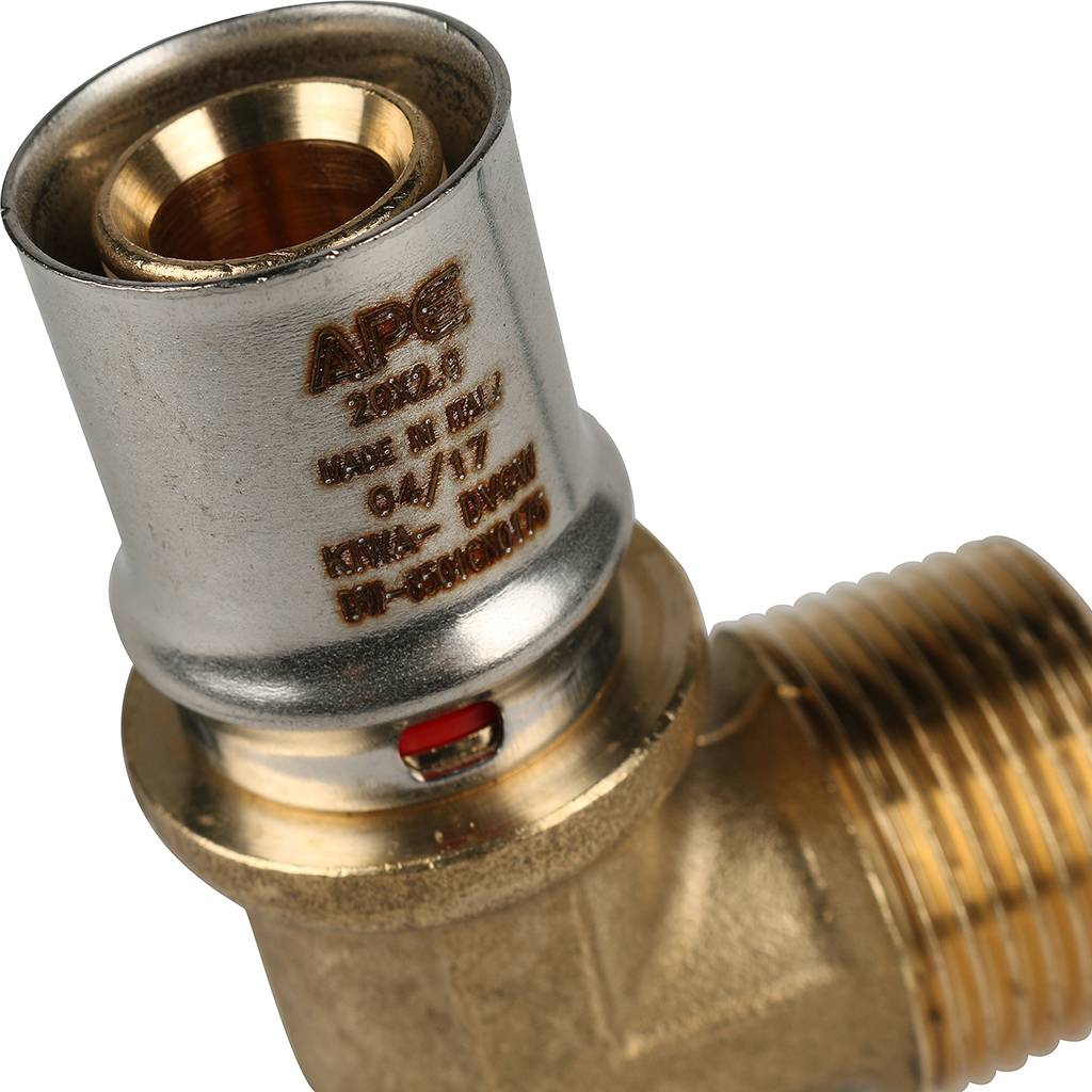 Угольник-переходник STOUT с наружной резьбой 3/4 х20 для металлопластиковых труб прессовой, SFP-0011-003420