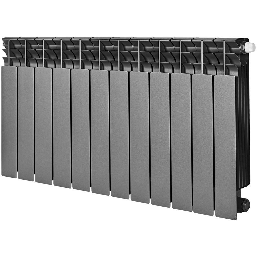 Радиатор биметаллический нижнее правое подключение STOUT TITAN VENTIL 500 12 секций (графит RAL 7024), SRB-3320-050012 7024