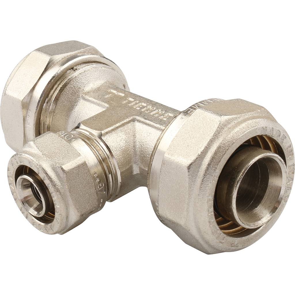 Тройник переходной TIEMME (26.3х16.2х26.3) для металлопластиковых труб винтовой, 1600043