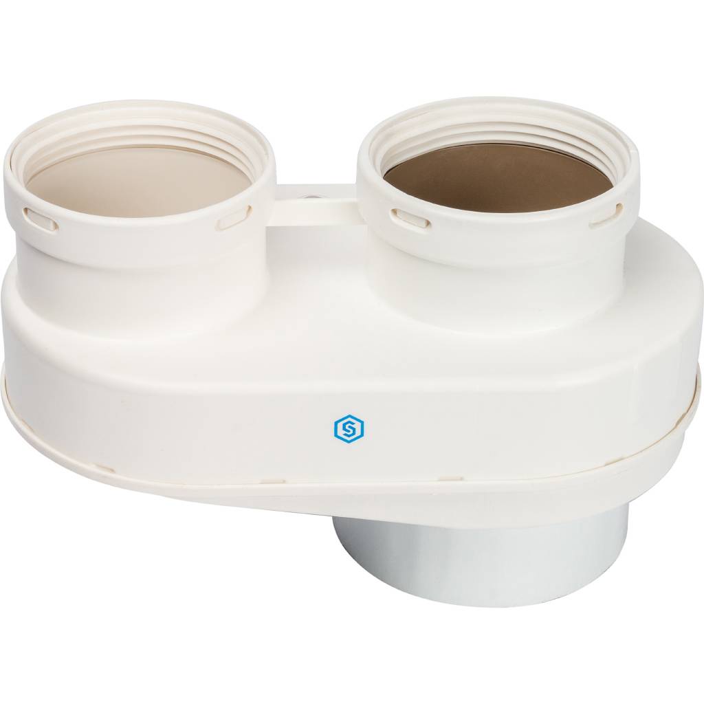 *SCA-8080-230002 STOUT Элемент дымохода DN80/80 адаптер для подкл. разд. труб (совместимый  Vaillant,Ptotherm New ) PP-Ryton, SCA-8080-230002