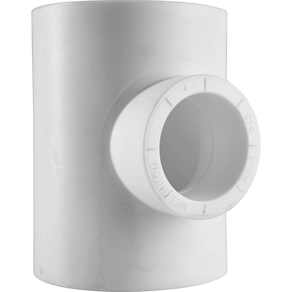 Тройник переходной Политэк 63х40х63 для полипропиленовых труб под сварку (цвет белый), 9300634063