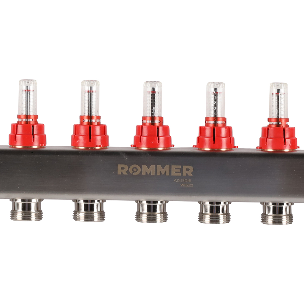 Коллектор из нержавеющей стали с расходомерами ROMMER 11 выходов, RMS-1200-000011