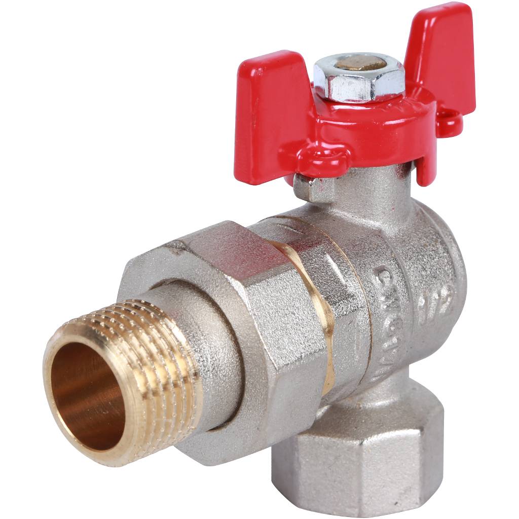 Кран шаровой ROMMER угловой с американкой 1/2 ВН/НР, ручка бабочка, RBV-0006-0610215