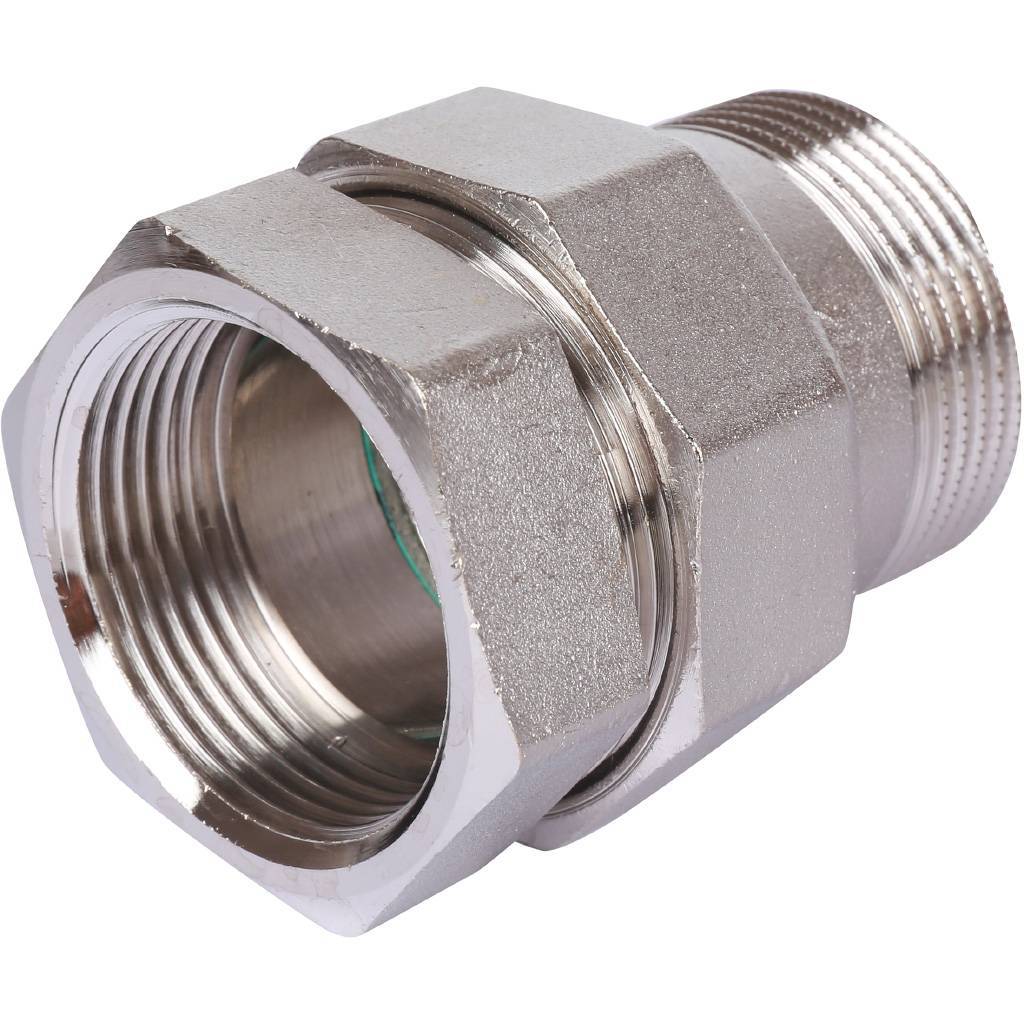 Разъемное соединение STOUT американка ВН 1 1/4 никелированное, уплотнение под гайкой по плоскости, SFT-0045-000114