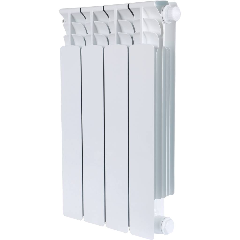 Радиатор биметаллический STOUT Space 500 4 секции нижнее правое подключение RAL9016, SRB-0320-050004