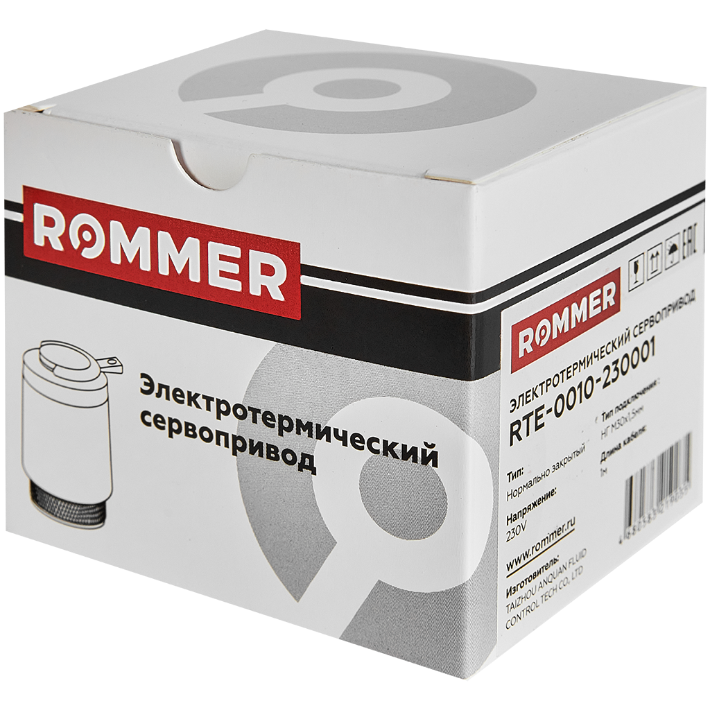 Электротермический компактный сервопривод ROMMER RTE-0010 нормально закрытый, 230 В