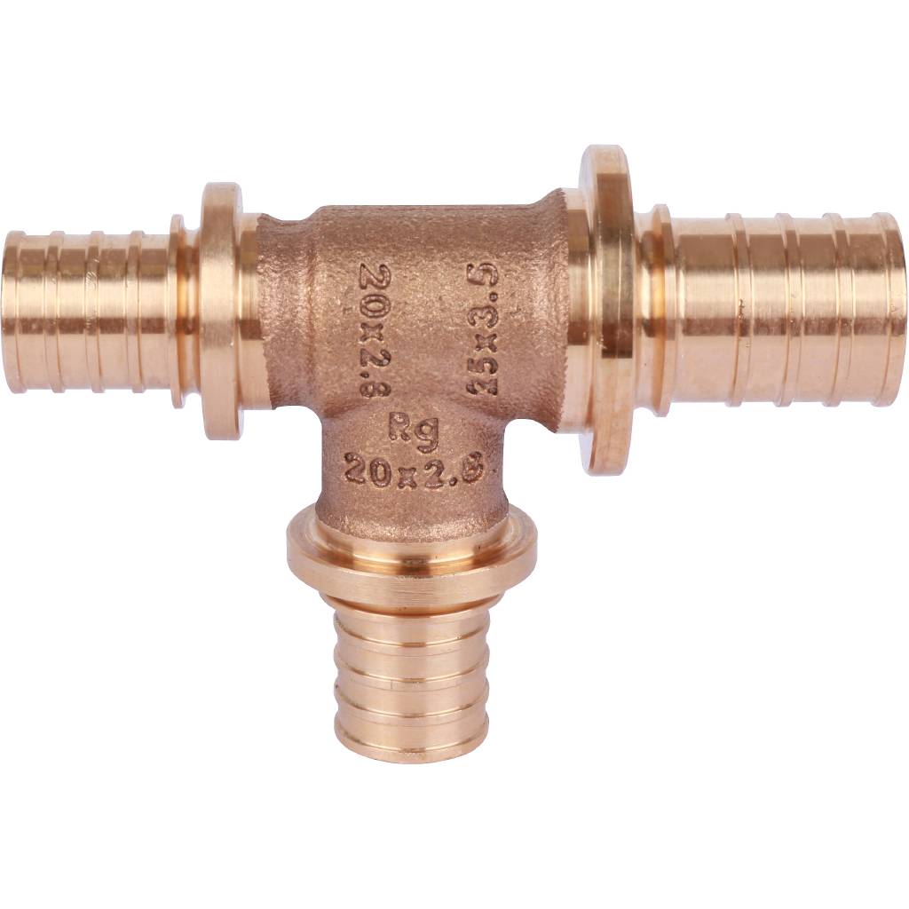 Тройник РЕХАУ RAUTITAN PLATINUM с уменьшенным боковым и торцевым проходами 25-20-20 RX для труб из сшитого полиэтилена аксиальный