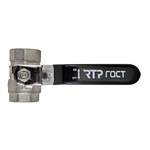 Кран шаровой ГОСТ ручка рычаг, латунь, внутренняя/внутренняя резьба 1,PN40 никель, RTP