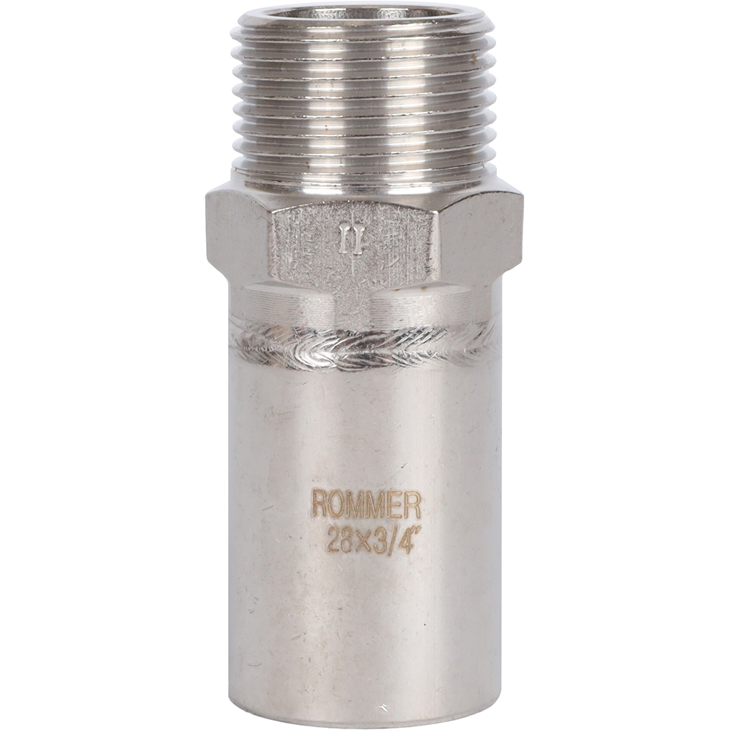 Вставка переходная НПр-НР ROMMER 28х3/4 из нержавеющей стали прессовой