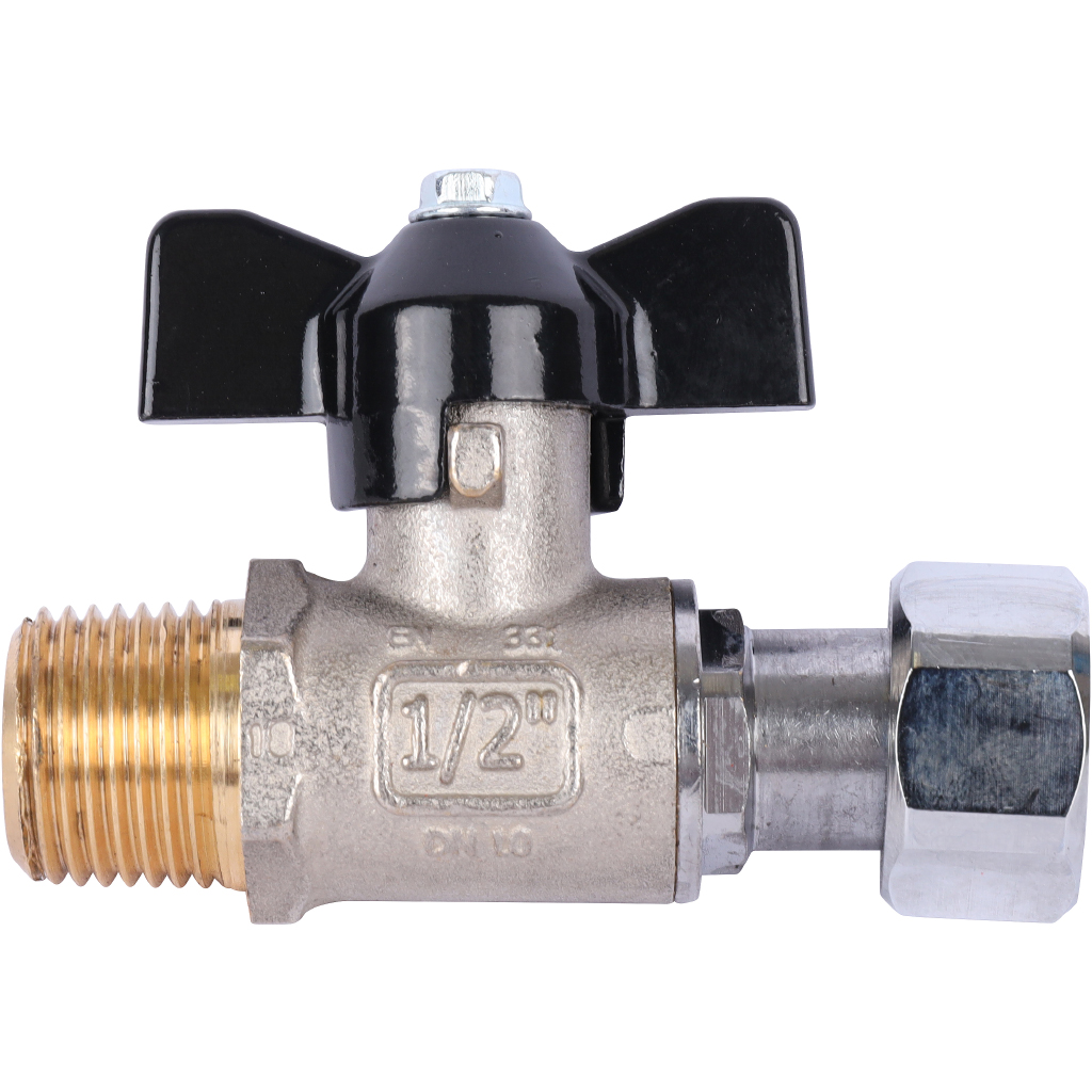 Кран шаровой STOUT 1/2x1/2 с накидной гайкой, НР/накидная гайка, ручка бабочка, SVB-1009-000015