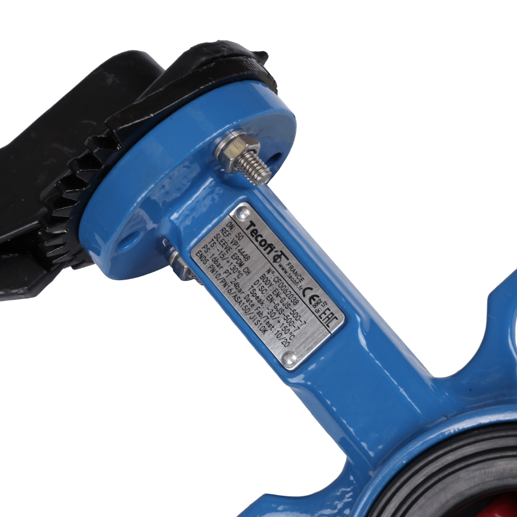 *VPI4448-02EP0050 Tecofi Затвор дисковый поворотный межфланцевый Tecfly с ручкой, корпус и диск ковкий чугун, манжета EPDM, PN16, DN 50
