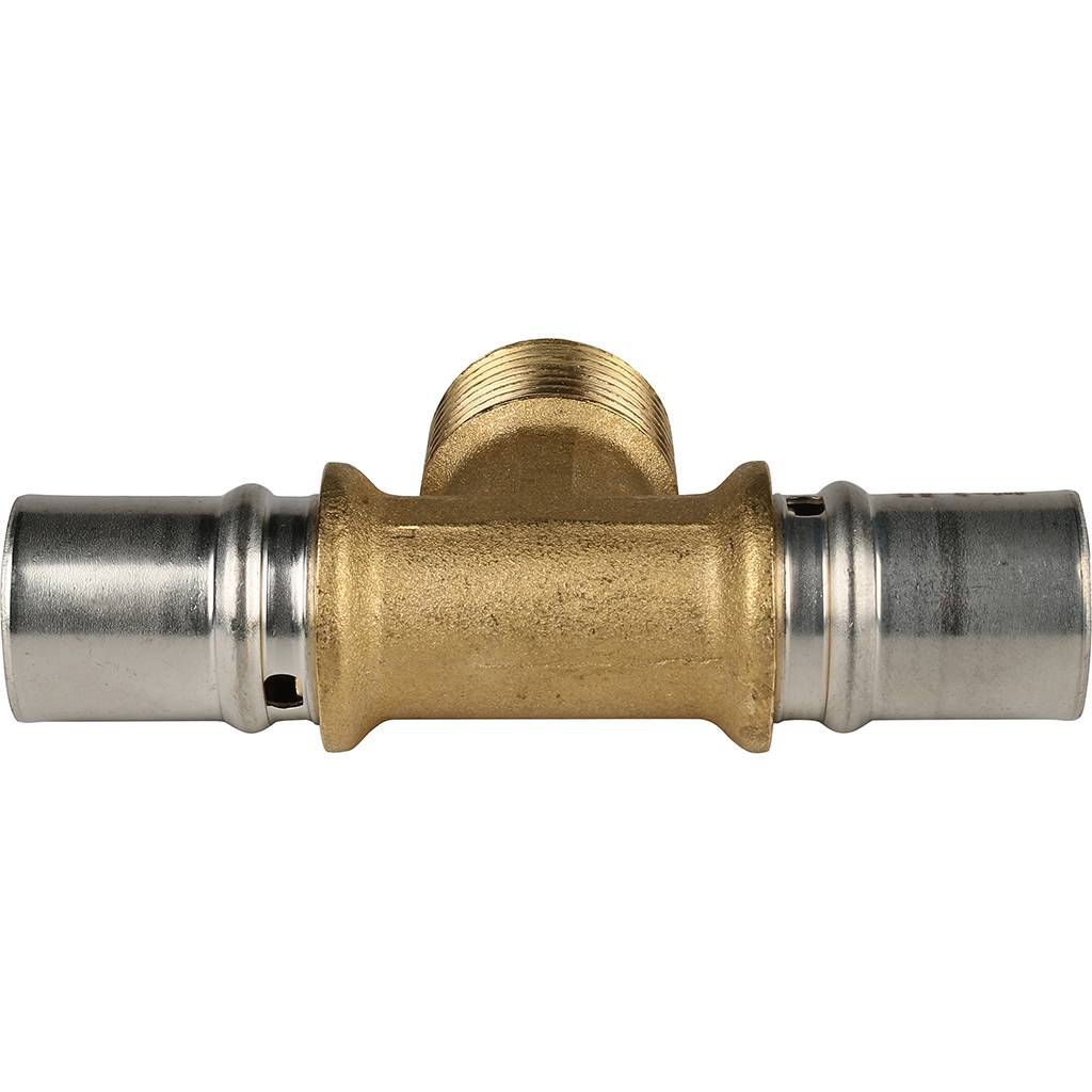 Тройник-переходник STOUT с наружной резьбой 20х3/4 х20 для металлопластиковых труб прессовой, SFP-0008-203420