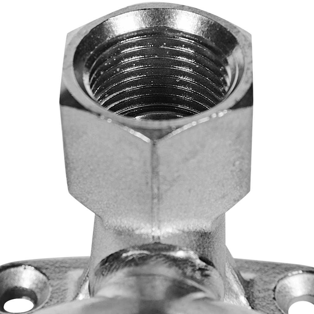 Угольник ROMMER проходной настенный с креплением-ВР, 15х1/2, из нержавеющей стали прессовой