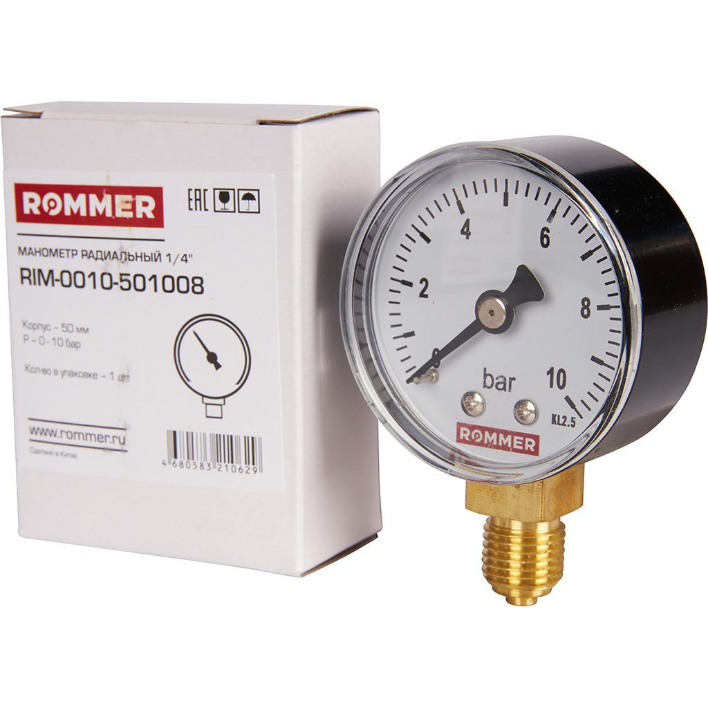 Манометр радиальный ROMMER 50 мм 1/4