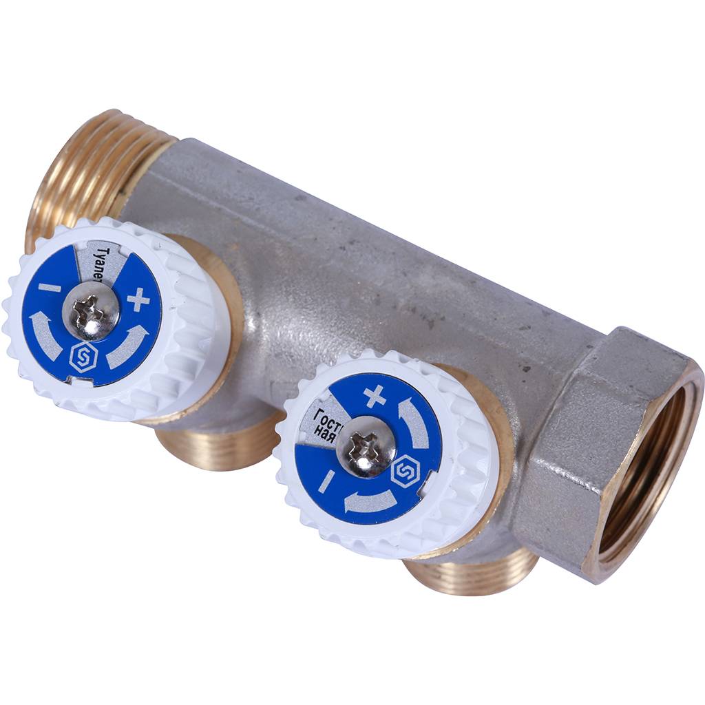 Коллектор распределительный STOUT 3/4, 2 отвода 1/2  плоское уплотнение