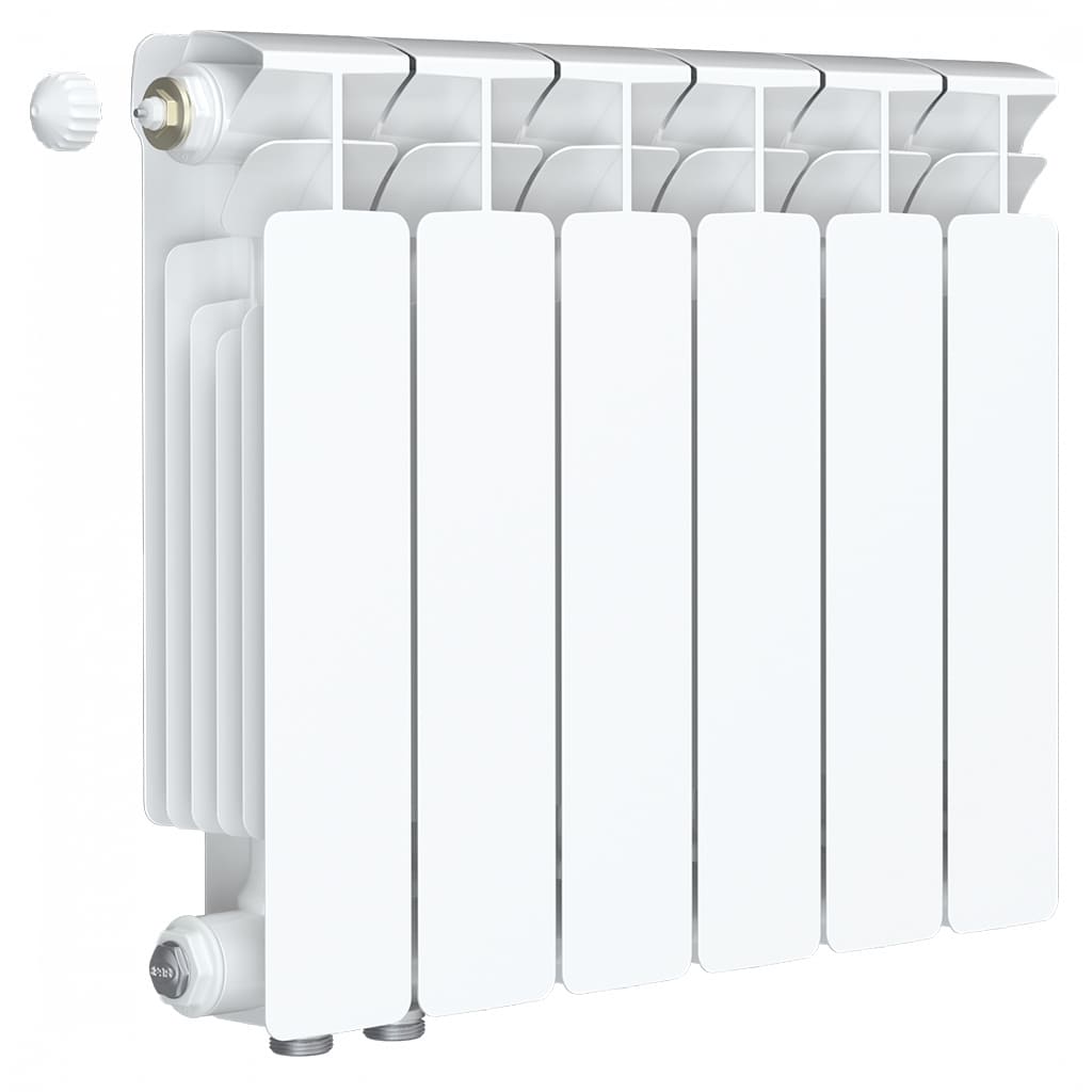 Радиатор биметаллический RIFAR BASE VENTIL 350 6 секции BVRL нижнее правое подключение (белый RAL 9016), 1RB35.VС-6