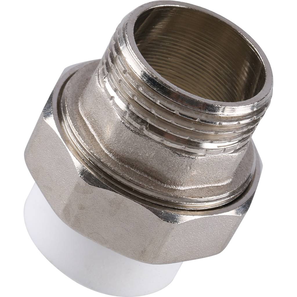 Муфта разъемная Kalde с наружной резьбой 25x1 для полипропиленовых труб под сварку (цвет белый)